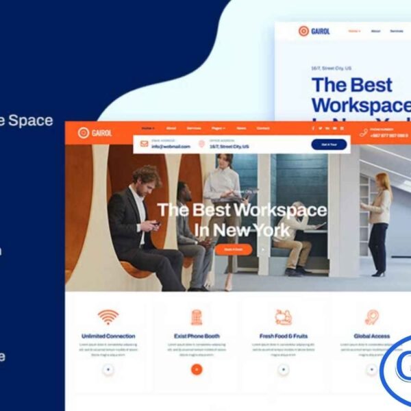 Gairol – Coworking & Creative Space Elementor Template Kit Gairol is a modern Elementor Template Kit crafted for coworking spaces, creative studios, and shared workspaces. Designed with a clean and professional layout, this kit allows you to quickly build a fully responsive website that looks great on all devices.
