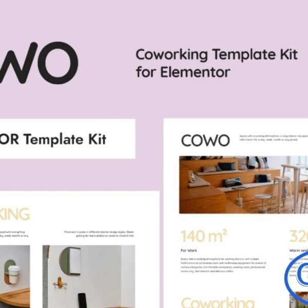 COWO – Coworking Space Elementor Template Kit COWO is a sleek and modern Elementor Template Kit specifically designed for coworking spaces and shared office websites. It features multiple page layouts suitable for both single landing pages and multi-page websites. With its minimal, contemporary design and perfectly balanced color scheme, COWO provides a professional online presence for coworking businesses.