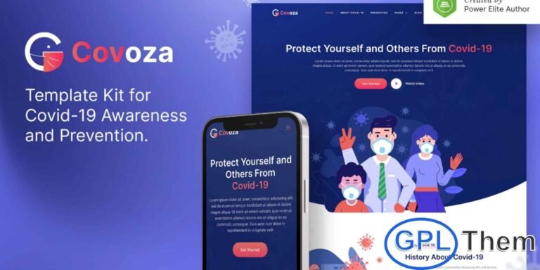 Covoza – Covid-19 Awareness & Prevention Elementor Template Kit Covoza is a modern and clean Elementor Template Kit designed for medical awareness campaigns, with a special focus on Covid-19 prevention, vaccinations, and health education. Its professional design ensures a trustworthy and informative presentation, while the 100% responsive layout and retina-ready graphics make it look perfect on all devices.
