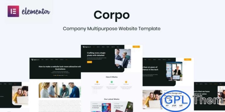 Corpo – Corporate Business Elementor Template Kit Corpo is a modern and professional Elementor Template Kit designed for corporate websites. Ideal for agencies, marketing firms, consulting businesses, startups, IT solutions, and service companies, this template provides a clean, simple, and contemporary design.