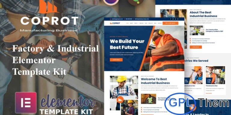 Coprot – Factory & Industrial Elementor Template Kit Coprot – Factory & Industrial Elementor Template Kit is a powerful solution for quickly building a professional website for factories, industrial businesses, and manufacturing companies. Designed exclusively for the Elementor Page Builder, this kit provides ready-to-use page layouts and content, making it easy to create a fully functional website without coding.