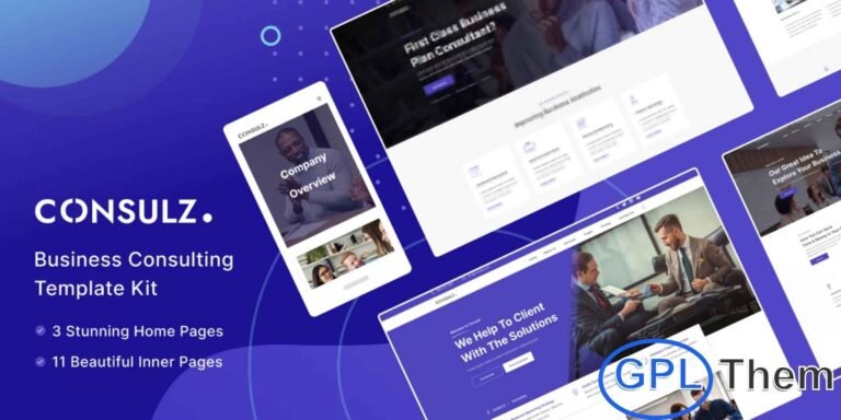 Consulz – Consulting Company Elementor Template Kit Consulz – Consulting Company Elementor Template Kit is a professional solution for quickly creating business and consulting websites using the Elementor Page Builder for WordPress. Fully compatible with the free Hello Elementor theme and most Elementor-supported themes, this kit provides ready-to-use layouts and sections that make building a modern, responsive, and professional website fast and easy.