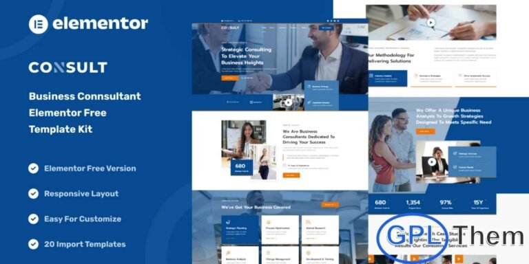 Consulto – Business Consulting & Coaching Elementor Template Kit Consulto – Business Consulting & Coaching Elementor Template Kit is a professional solution for creating websites for business consulting, coaching, and corporate services using Elementor for WordPress. Ideal for consulting firms, financial companies, investment agencies, HR services, business training, and development programs, this template kit features modern, creative, and fully responsive designs to elevate your online presence.