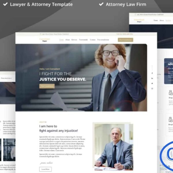 Consultants – Lawyer & Attorney Elementor Template Kit Consultants – Lawyer & Attorney Elementor Template Kit is a professional solution for building websites for law firms, attorneys, legal consultants, and consulting agencies. With a clean, pixel-perfect design, this template kit ensures your website looks modern and trustworthy.