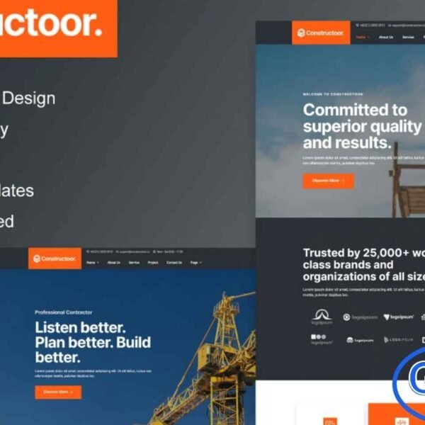 Constructoor – Construction & Building Elementor Template Kit Constructoor – Construction & Building Elementor Template Kit is a professional solution for creating websites for construction agencies, contractors, building companies, architects, real estate firms, and home renovation services. Featuring over 12 pre-built templates with a modern, clean, and professional design, this kit allows you to quickly build a responsive and visually appealing website.