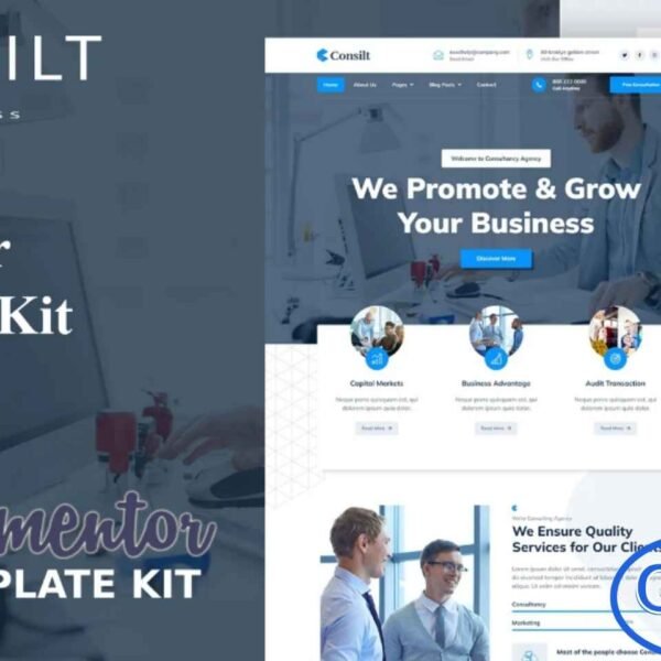 Consilt – Business & Consulting Elementor Template Kit Consilt – Business & Consulting Elementor Template Kit is a professional solution for creating websites for business consulting, marketing and advertising consulting, financial advisors, insurance brokers, investment consultants, accounting services, HR consulting, and more.