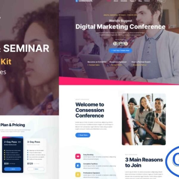 Consession – Conference & Seminar Elementor Template Kit Consession – Conference & Seminar Elementor Template Kit is a professional solution for creating websites for events, conferences, seminars, workshops, and other gatherings. With 20 pre-designed pages and section templates, this kit makes it easy to showcase event details, schedules, speakers, and registration options.