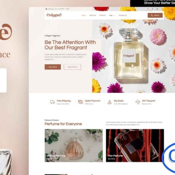 Cologne – Perfume & Fragrance Elementor Template Kit Cologne – Perfume & Fragrance Elementor Template Kit is a modern and elegant solution for creating websites that showcase perfumes, colognes, fragrances, and other cosmetic products. Featuring a feminine and stylish design, this template kit is fully responsive and retina-ready, ensuring your website looks stunning on all devices.