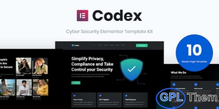 Codex – Cyber Security Elementor Template Kit Codex – Cyber Security Elementor Template Kit is a professional solution for creating websites for cybersecurity companies, software houses, IT service providers, and tech professionals. Designed to showcase services, solutions, and expertise effectively, this template kit features fully responsive and mobile-ready layouts that adapt seamlessly to all devices.