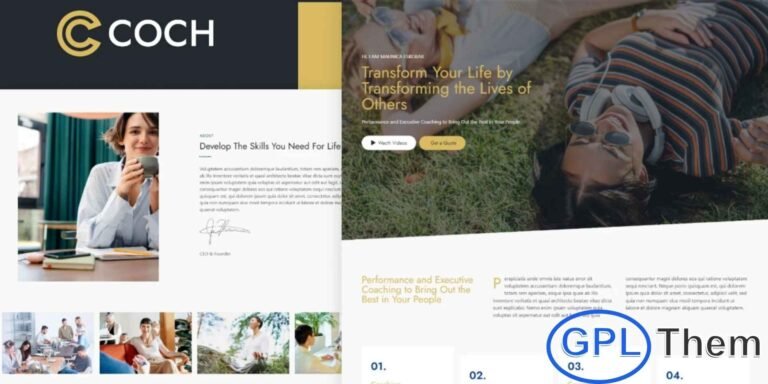 Coch – Business Coach Elementor Template Kit Coch – Business Coach Elementor Template Kit is a clean, modern, and creative solution designed for coaches, mentors, trainers, speakers, psychologists, course creators, and personal development professionals. This template kit helps you showcase your expertise, services, programs, and achievements in a polished and professional way.
