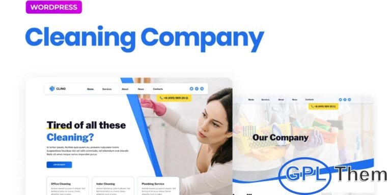 Clino – Cleaning Business Elementor Template Kit Clino is a modern and professionally designed Elementor Template Kit tailored for cleaning service companies, housekeeping businesses, and maintenance service providers. Built with Elementor and Elementor Pro, this template kit makes it effortless to customize every section using simple drag-and-drop tools. Its clean and polished design helps you highlight your services, pricing, testimonials, and portfolio with a visually appealing layout.