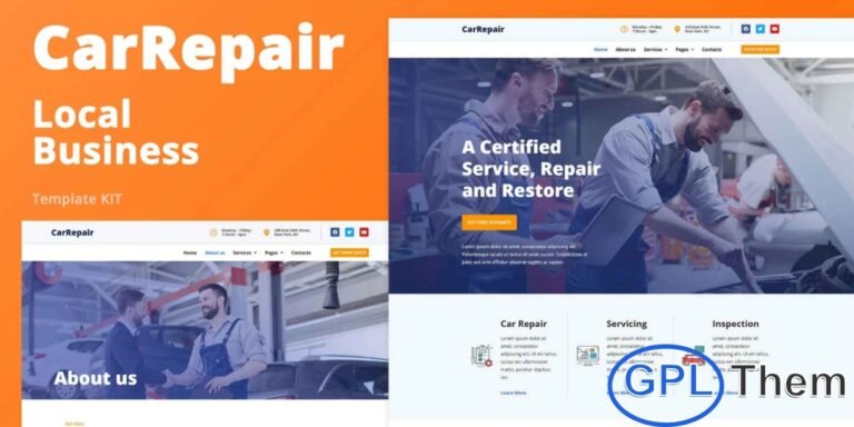 CarRepair – Local Business Elementor Template Kit CarRepair is a clean and modern Local Business Elementor Template Kit designed to help auto repair shops, car service centers, mechanics, and garage businesses build a professional online presence with ease. With responsive layouts and user-friendly editing in Elementor, this kit allows you to create a polished website that showcases your services and attracts local customers effectively.