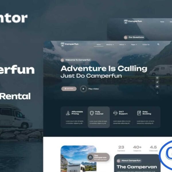Camperfun – Campervan & Rental Elementor Template Kit Camperfun is a modern and professional Elementor Template Kit designed for campervan rentals, RV services, motorhome businesses, and adventure tourism websites. This kit is not a WordPress theme but a collection of ready-made page templates for use with the Elementor Page Builder plugin.