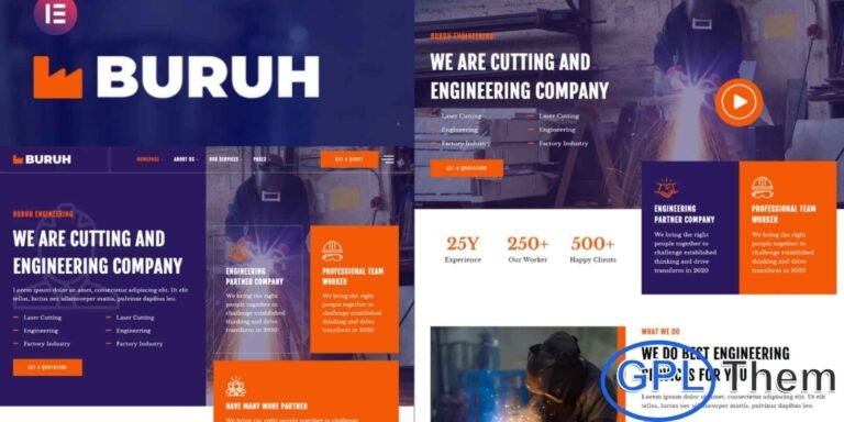 Buruh – Laser Cutting & Engineering Company Elementor Template Kit Buruh is a modern Elementor Template Kit designed for laser cutting, engineering, and manufacturing companies. This kit provides a collection of professionally designed layouts for showcasing services, projects, and company expertise.