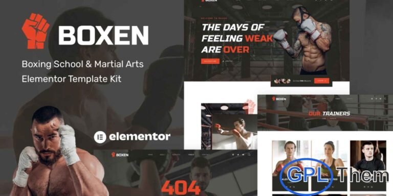 Boxen – Boxing School & Martial Arts Elementor Template Kit Boxen is a modern and dynamic Elementor Template Kit crafted specifically for boxing schools, boxing clubs, MMA academies, and martial arts training centers. Designed with a clean and contemporary layout, this kit ensures your website looks professional and performs flawlessly across all devices.