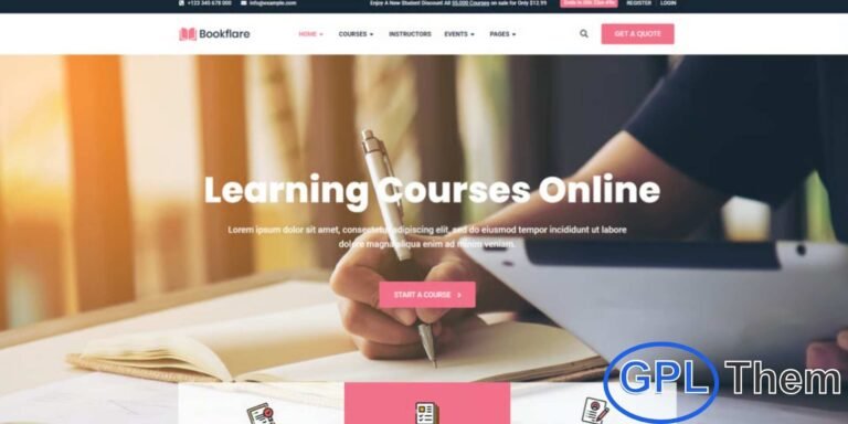 Bookflare – Modern Education & Online Learning Elementor Template Kit Bookflare is a modern and fully customizable Elementor Template Kit designed for building professional websites for online courses, schools, coaching programs, and e-learning platforms. With a clean layout and intuitive editing experience, you can launch a high-performing education website quickly and without any coding required.