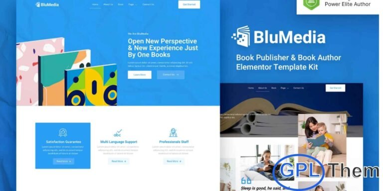 BluMedia – Book Publisher & Author Elementor Template Kit BluMedia is a modern and stylish Elementor Template Kit designed for Book Publishers, Authors, Publishing Companies, Bookstores, Magazines, and stationery-related websites. Its clean and professional design helps you create a visually appealing online presence with ease.