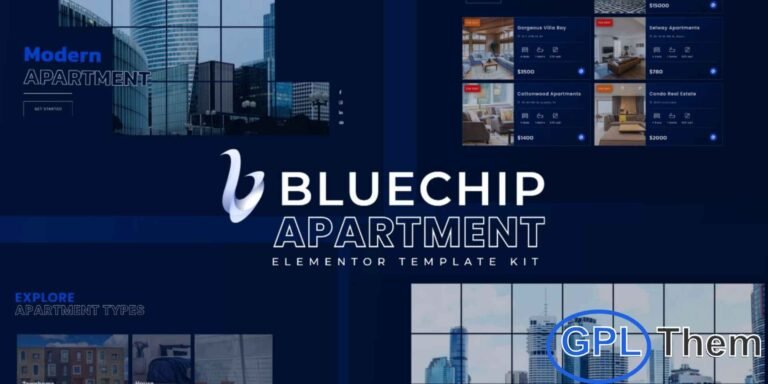Bluechip – Apartment & Property Elementor Template Kit Bluechip is a modern and responsive Elementor Template Kit designed specifically for apartment, property, and real estate rental websites. With its clean and contemporary layout, you can build a professional property showcase or rental platform within minutes.