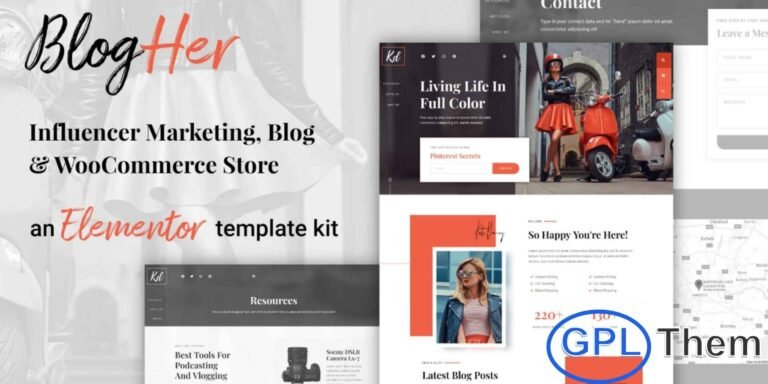 BlogHer – Influencer Marketing Elementor Template Kit BlogHer is a stylish and modern Elementor Template Kit crafted specifically for female content creators, influencers, bloggers, and online entrepreneurs. Designed to help you launch your blog business effortlessly, it includes ready-made layouts for email capture, eCommerce pages, and professionally designed blog sections.