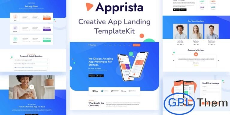 Apprista – Creative App Landing Elementor Template Kit Apprista is a modern and powerful Elementor Template Kit crafted specifically for mobile apps, digital agencies, and technology-focused businesses. Designed to support fast and effective website creation, this kit helps app developers, UI/UX designers, and tech startups showcase their products and services with clarity and impact.