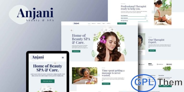 Anjani – Spa & Beauty Elementor Template Kit Anjani is a beautifully crafted Elementor Template Kit designed specifically for spa, wellness, massage therapy, and beauty salon businesses. Featuring 12 modern and professionally designed templates, it helps you build an elegant and inviting website with ease.
