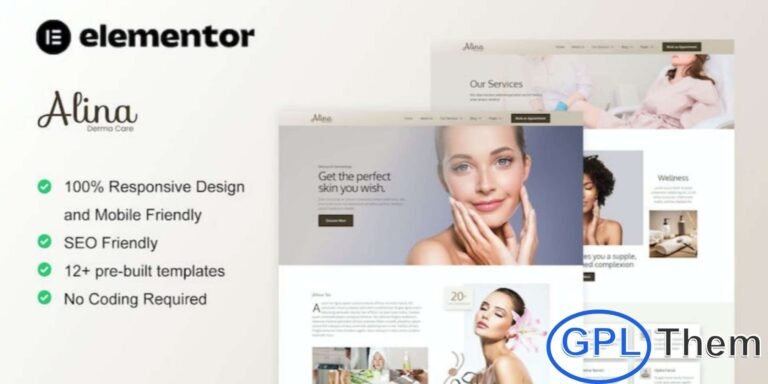 Alina – Skin Care & Dermatology Elementor Template Kit Alina is a beautifully designed Elementor Template Kit tailored for skin care clinics, dermatology centers, and wellness services. With its feminine, modern, and professional style, it allows you to create a polished online presence for your business effortlessly.