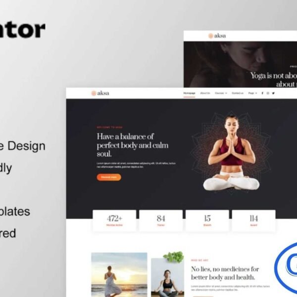 Aksa – Yoga Teacher & Studio Elementor Template Kit Aksa is a modern and creative Elementor Template Kit designed for yoga teachers, studios, meditation centers, and fitness or lifestyle businesses. Featuring 12 pre-built, beautifully designed templates, it helps you create a professional and visually appealing website effortlessly.