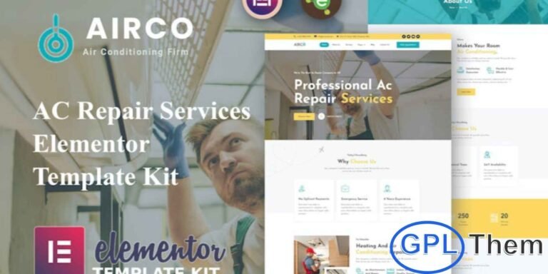 Airco – AC Repair Services Elementor Template Kit Airco is a professional Elementor Template Kit designed specifically for air conditioning repair, installation, and maintenance businesses. With a clean and modern layout, it helps you create a polished online presence that showcases your services effectively.