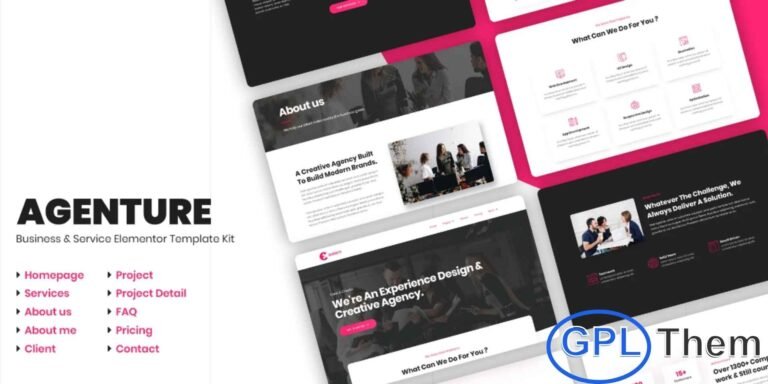 Agenture – Digital Agency & Startup Elementor Template Kit Agenture is a modern and clean Elementor Template Kit designed for digital agencies, marketing firms, startups, SEO agencies, and creative portfolios. With its professional and responsive layout, retina-ready design, and fully customizable templates, Agenture makes it easy to build a polished online presence without any coding.