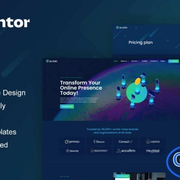 Eunoia – Tech Company & Digital Services Elementor Template Kit Eunoia is a modern and professional Elementor Template Kit crafted for tech companies, blockchain startups, cybersecurity firms, and digital service providers. Designed to help you build a high-performing website quickly and easily, it works seamlessly with the Elementor Page Builder plugin for WordPress.