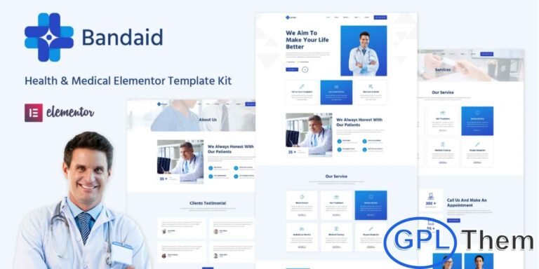 Bandaid – Health & Medical Elementor Template Kit (SEO-Friendly Rewrite) Bandaid is a modern Elementor Template Kit designed for healthcare and medical websites. Perfect for hospitals, clinics, doctors, medical centers, and health-related businesses, this kit features a clean and professional design.