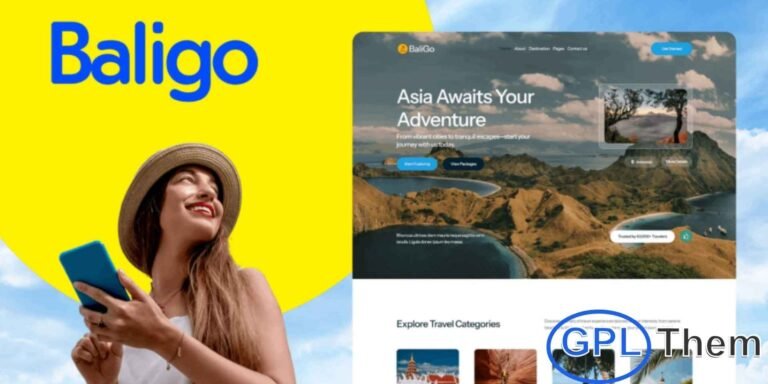 Baligo – Asian Travel Agency Elementor Template Kit (SEO-Friendly Rewrite) Baligo is a beautifully designed Elementor Template Kit created specifically for Asian travel agencies and tour operators. Its vibrant and elegant layout perfectly captures the spirit of adventure and exploration, making it ideal for showcasing exotic destinations, exclusive tour packages, and stunning travel galleries.
