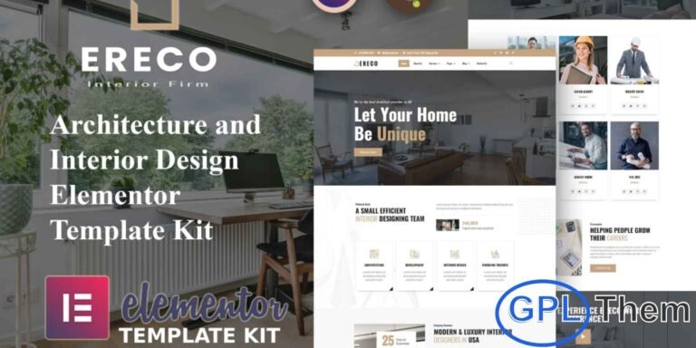 Ereco – Architecture & Interior Design Elementor Template Kit Ereco is a modern Elementor Template Kit crafted for architecture and interior design websites. Perfect for architects, interior designers, and design agencies, this kit allows you to create a professional website quickly and easily. Fully compatible with the free Hello Elementor theme, Ereco is easy to customize using the Elementor drag-and-drop builder.