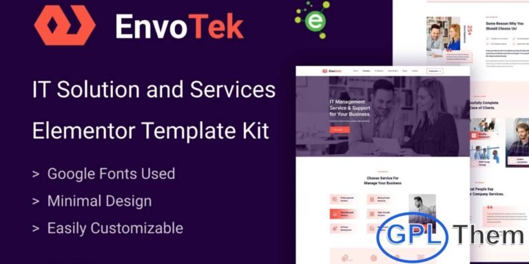 EnvoTek – IT Solutions & Services Elementor Template Kit EnvoTek is a modern and professional Elementor Template Kit designed for IT companies, technology agencies, and digital solution providers. Perfect for software development firms, SaaS businesses, IT consultants, startups, and technical service providers, this kit helps you showcase your services and solutions effectively.