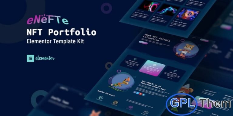 Enefte – NFT Portfolio Elementor Template Kit Enefte is a modern Elementor Template Kit designed for creating professional NFT portfolio websites. Perfect for artists, crypto enthusiasts, and NFT collectors, this kit features a fully responsive and easy-to-customize design using free Elementor elements.