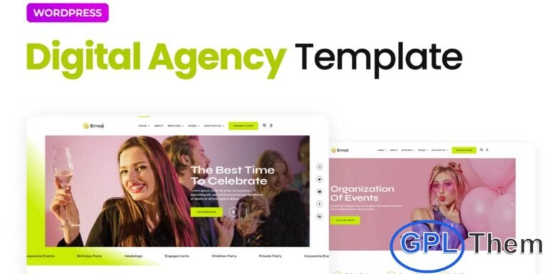 Emoji – Event Agency Elementor Template Kit Emoji is a creative and modern Elementor Template Kit designed for event planning and holiday organizing businesses. Perfect for wedding planners, birthday parties, anniversaries, engagements, and other special occasions, this template offers a unique and visually appealing design.