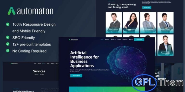 Automaton – Artificial Intelligence & Technology Services Elementor Template Kit Automaton is a professional Elementor Template Kit designed for artificial intelligence, technology, and IT service websites. Featuring a modern dark-themed design with a sleek, professional, and user-friendly layout, it is perfect for businesses offering AI solutions, tech services, or software development.