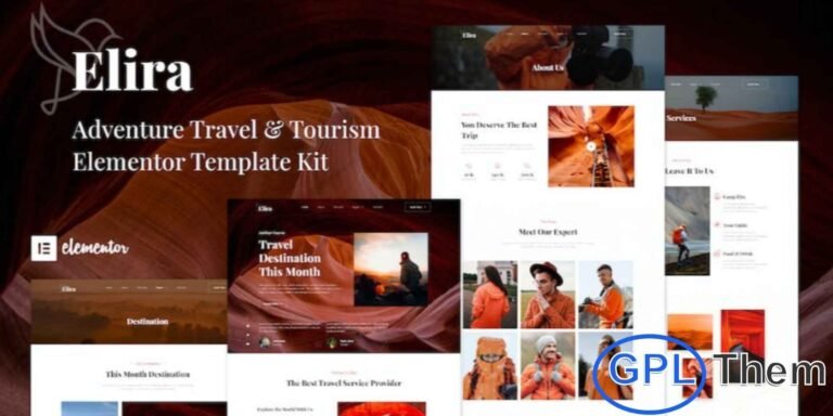 Elira – Adventure Travel & Tourism Elementor Template Kit Elira is a modern and versatile Elementor Template Kit designed for travel agencies, tour operators, accommodation services, and adventure tourism businesses. With a clean and professional layout, Elira makes it easy to showcase destinations, services, packages, and experiences.