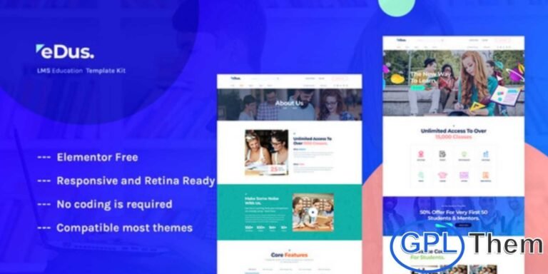 Edus – Online Education Elementor Template Kit Edus is a modern Elementor Template Kit designed for creating professional online education websites. Perfect for schools, universities, training centers, e-learning platforms, and educational institutions, this kit offers a clean, trendy design optimized for user engagement.