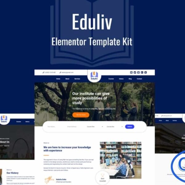 Eduliv – Education Elementor Template Kit Eduliv is a clean and modern Elementor Template Kit designed to create professional education websites quickly and easily. Ideal for schools, online courses, training centers, and educational institutions, this kit offers a responsive and fully customizable layout to showcase courses, instructors, and educational content effectively.