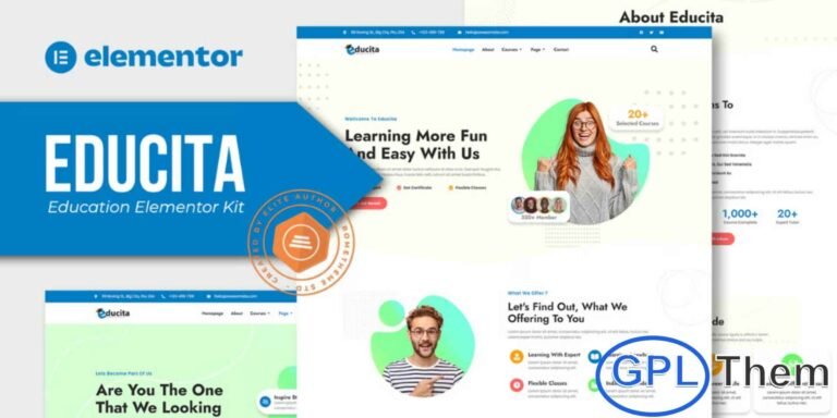Educita – Education Elementor Template Kit Educita is a fully responsive and modern Elementor Template Kit designed for creating professional education websites. Ideal for online courses, offline courses, and educational institutions, this kit also includes portfolio layouts to showcase projects, achievements, or creative works with a polished and engaging design.