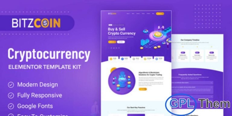 BitzCoin – Crypto Exchange Elementor Template Kit BitzCoin is a modern and versatile Cryptocurrency Trading Elementor Template Kit designed for creating professional websites in the digital finance space. Ideal for crypto trading platforms, exchange services, blockchain consulting firms, and bitcoin-related businesses, this kit offers a sleek and futuristic design that enhances credibility and boosts user engagement.