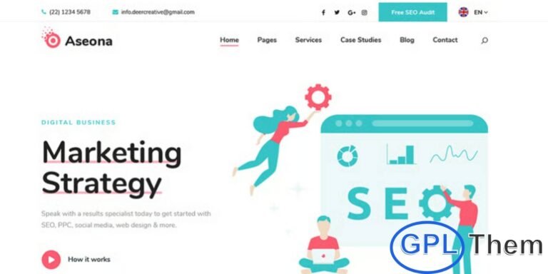 Aseona – SEO & Digital Marketing Elementor Template Kit Aseona is a professional Elementor Template Kit designed for SEO agencies, digital marketing firms, and online marketing professionals. With a modern, clean, and visually appealing design, it helps you showcase services, case studies, and client results effectively.