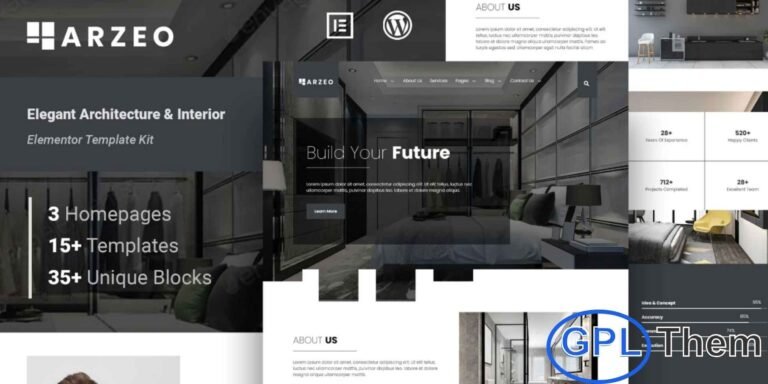 Arzeo – Elegant Architecture & Interior Elementor Template Kit Arzeo is a premium Elementor Template Kit designed for architecture firms, interior design studios, home decor specialists, and creative design agencies. Featuring an elegant and modern layout, Arzeo helps you showcase portfolios, projects, and design services with a clean and luxurious aesthetic.