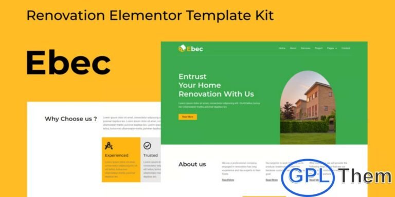 Ebec – Renovation Elementor Template Kit Ebec is a modern Elementor Template Kit designed for renovation services, home improvement companies, and construction businesses. With its contemporary design and professional layout, Ebec helps showcase your services effectively and build trust with potential clients.