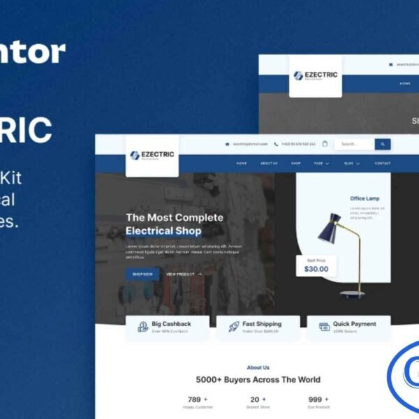 Ezectric – Electrical Supply Store Elementor Template Kit Ezectric is a modern and clean Elementor Template Kit designed for creating a professional WordPress website for electrical supply stores and related industries. Whether you offer electrical equipment, lighting solutions, hardware tools, industrial supplies, or electrician services, this template kit provides a sleek and functional design to showcase your products and expertise.