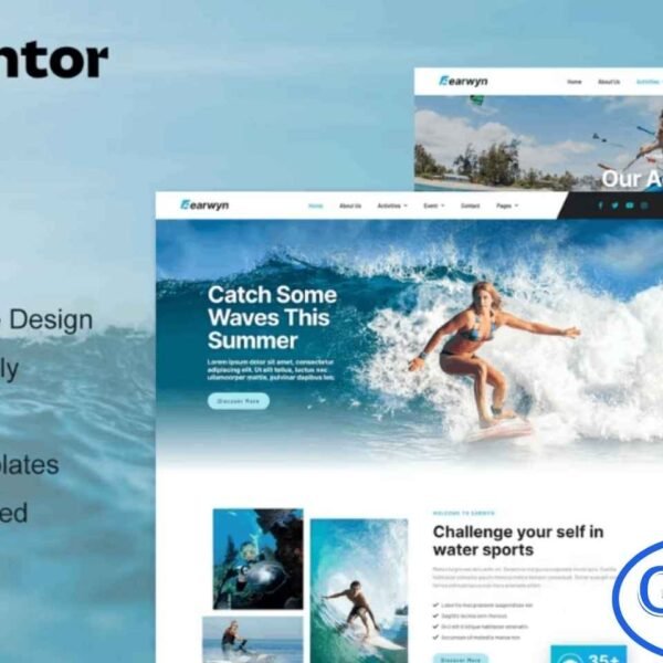 Earwyn – Water Sports & Surfing Elementor Pro Template Kit Earwyn is a professional Elementor Pro Template Kit designed for water sports, surfing clubs, and adventure activity websites. With its clean, modern, and visually engaging design, this template makes it easy to showcase surfing, jet skiing, scuba diving, parasailing, kite surfing, and other water-based activities.