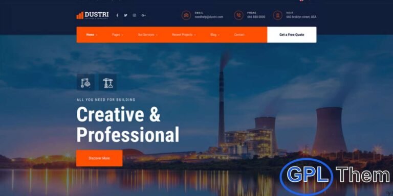 Dustri – Factory & Industrial Elementor Template Kit Dustri is a professional Elementor Template Kit designed for factories, industrial businesses, and construction companies. With its modern, clean, and versatile design, Dustri helps you showcase products, services, and company expertise in a professional and engaging way.