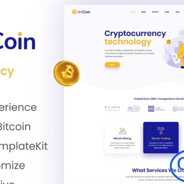 ArtCoin – Bitcoin & Cryptocurrency Elementor Template Kit ArtCoin is a sleek, modern, and professionally designed Elementor Template Kit tailored for Bitcoin, cryptocurrency, blockchain services, and ICO agency websites. This powerful landing page kit is perfect for ICO development companies, crypto investment platforms, blockchain consulting firms, and digital currency businesses looking to build a strong online presence.
