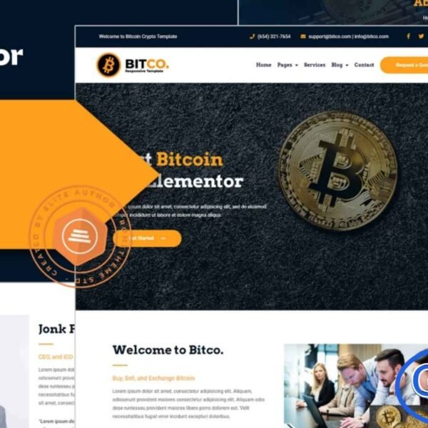 Bitco – Bitcoin & Cryptocurrency Elementor Template Kit Bitco is a modern and professional Elementor Template Kit created for businesses and individuals in the cryptocurrency and digital finance space. Whether you’re showcasing Bitcoin services, crypto trading platforms, blockchain solutions, marketing agencies, or creative teams, this kit provides everything you need to build a high-impact online presence.